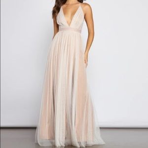 Corinne Glitter Tulle A-Line Formal Dress